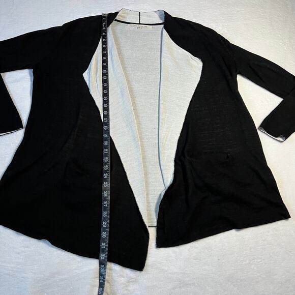 Women's Black and White Open Front Cardigan - Picture 9 of 12